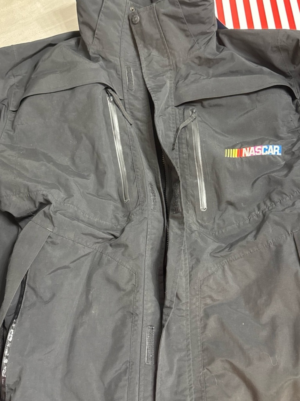 5.11 Tactical Black NASCAR Raincoat with Chest Logo